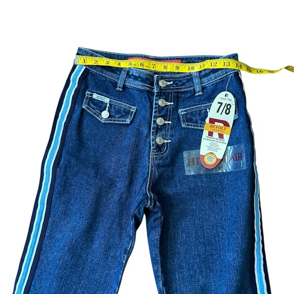 Revolt Jeans High Rise Flare With Track Stripe NOS Deadstock 90s Y2K NWT Sz 7 /8 - Picture 5 of 12
